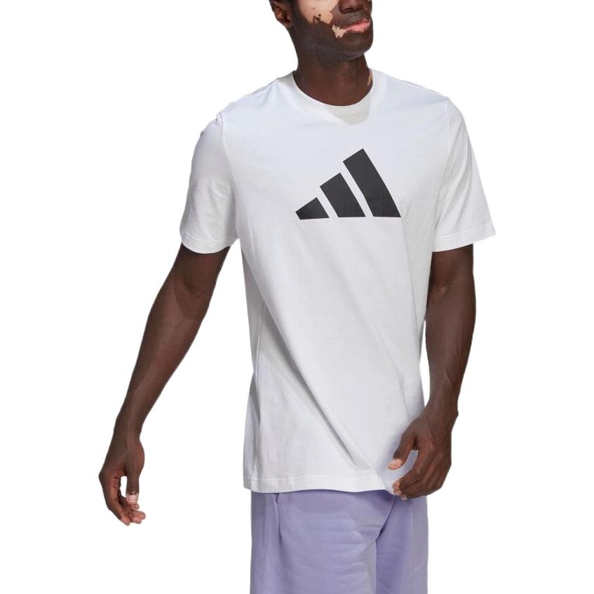 Men's adidas Large Logo Printing Casual Round Neck Pullover Short Sleeve Japanese Version White T-Shirt HC3476