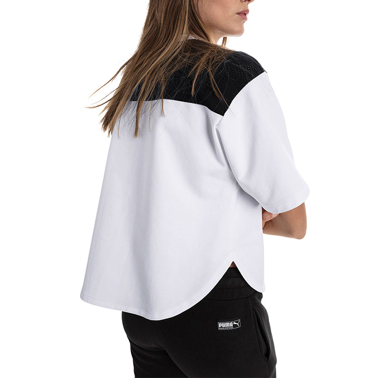 (WMNS) PUMA Logo Printing Round-neck Black/White 844019-02