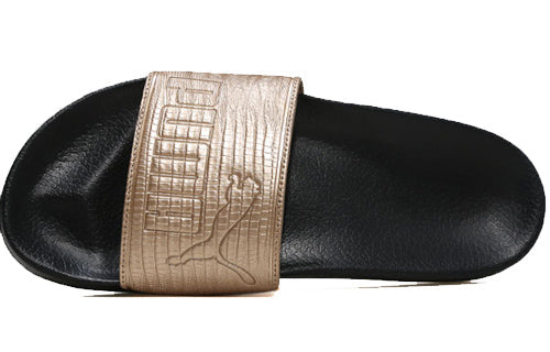 (WMNS) PUMA LEADCAT LTHR WNS Slide Gold 365693-04