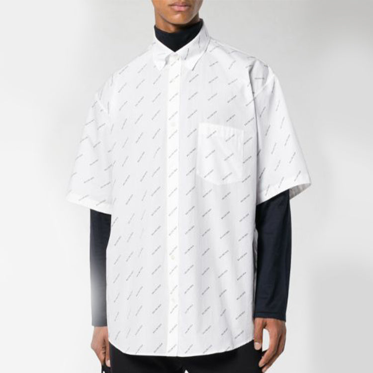 Balenciaga All Over Logo Shirt 'White Black' 534332TBL969040