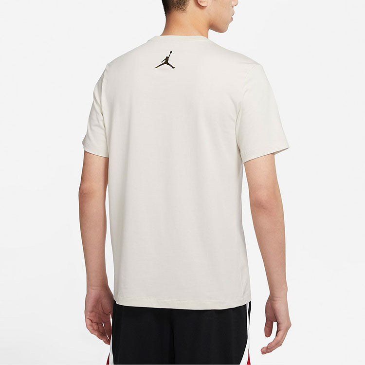 Air Jordan Alphabet Shoe Printing Round Neck Casual Short Sleeve White DV9719-104