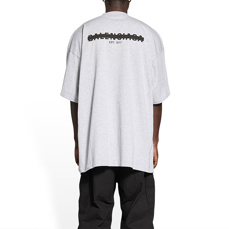Balenciaga Strike 1917 Oversized T-shirt 'Light Grey' 694576TMVJ61023