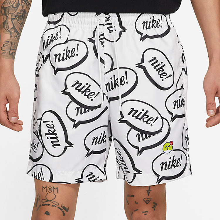 Nike As Men's Nike Sportswear Airmoji Short Sneeze Full Print Logo Sport TrainingShorts Men's White DA8785-100