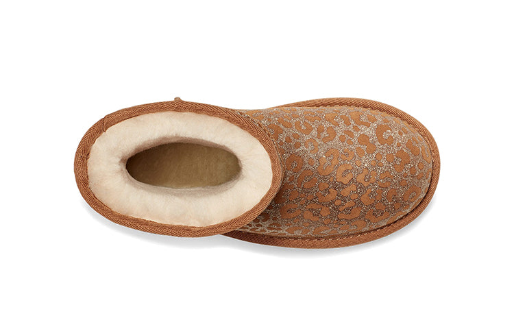 (PS) UGG Classic II Glitter Leopard Fleece Lined Brown 1112388T-CHE