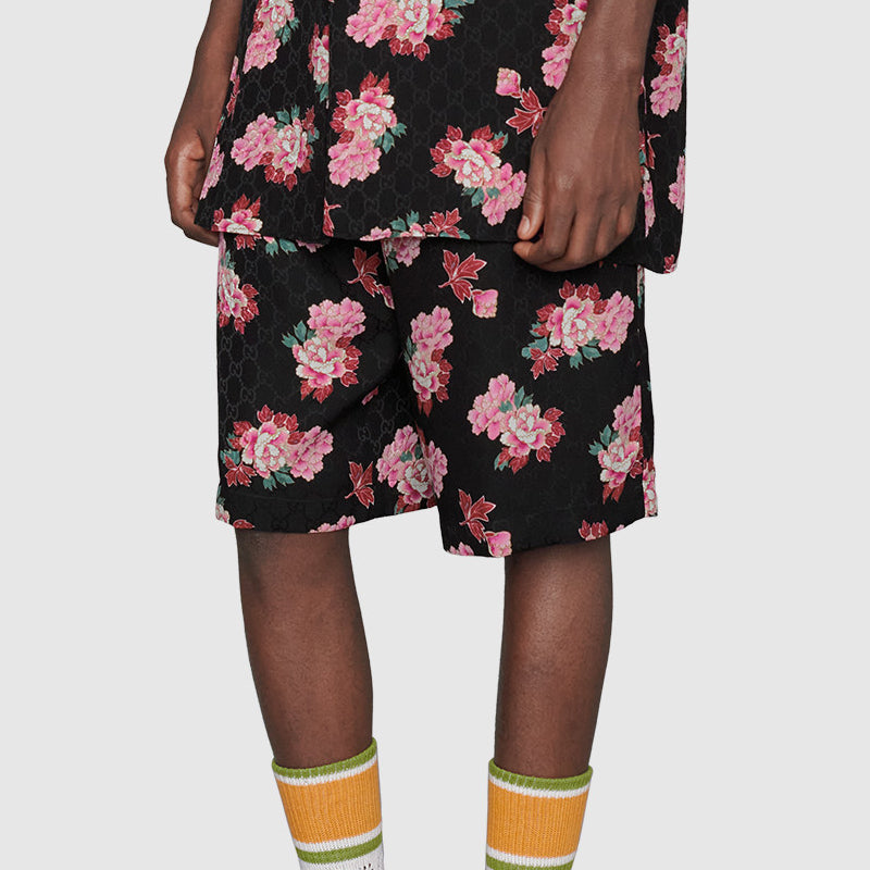 Gucci Peony Print Silk Shorts For Men Suit 624399-ZAEP6-1187