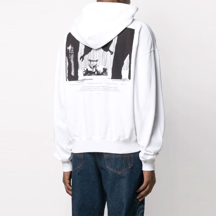 Off-White SS21 Pattern Printing hooded Long Sleeves White OMBB037R21FLE0110110