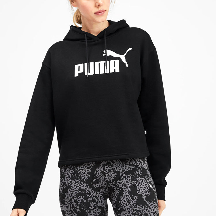 (WMNS) PUMA Elevated Essentials Cropped Fleece Hoodie 'Black' 580153-01