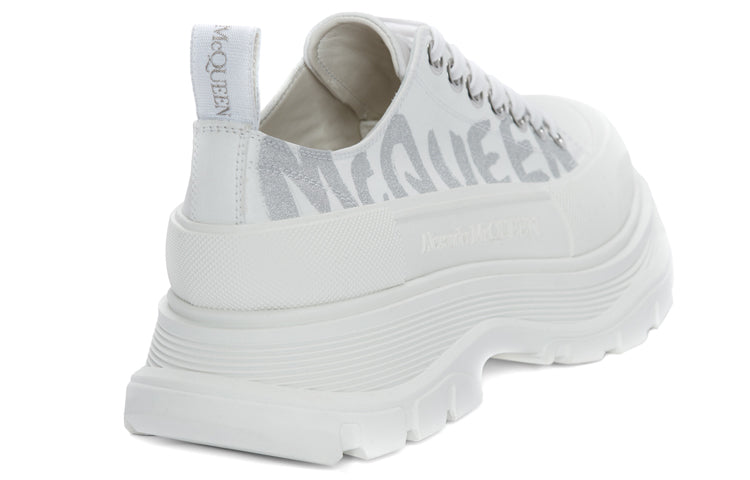 (WMNS) Alexander McQueen Tread Slick Low Lace Up Canvas Graffiti 'White Grey' 676711W4RQ29071