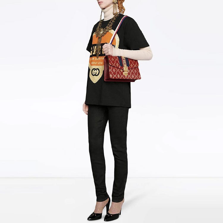 (WMNS) Gucci Love Logo Round Neck Short Sleeve Black 492347-XJB72-1082
