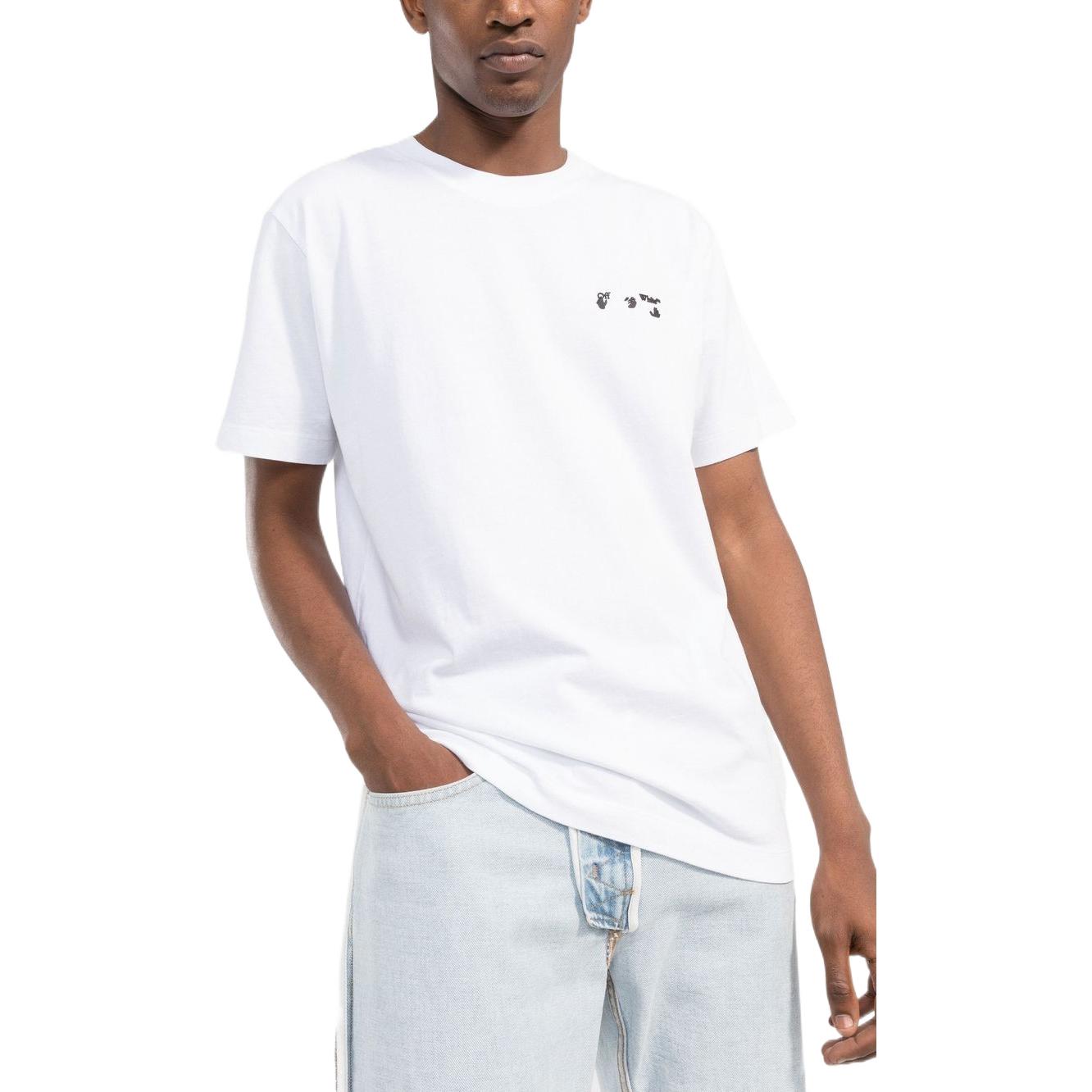 Men's Off-White FW22 Solid Color Logo Alphabet Printing Round Neck Short Sleeve White T-Shirt OMAA027C99JER0130110