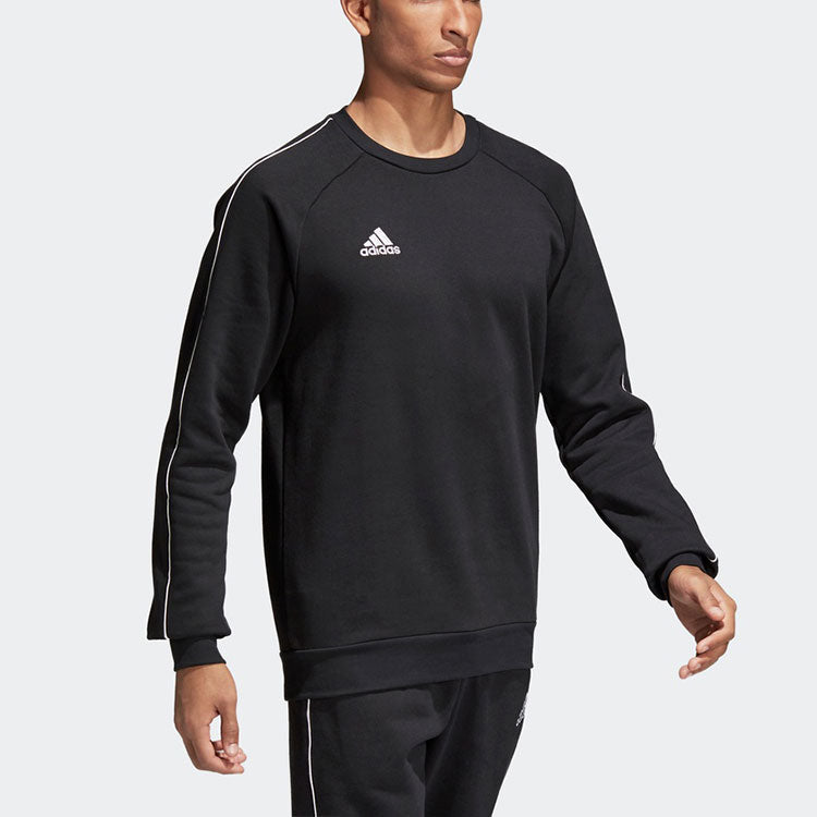 Men's adidas Solid Color Logo Printing Round Neck Pullover Long Sleeves Black CE9064
