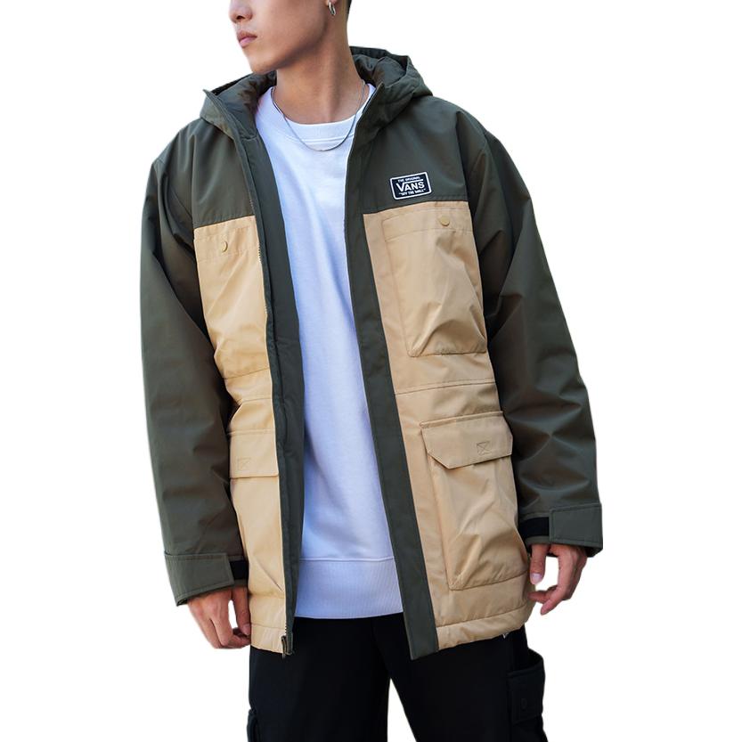 Vans Logo Zip Hooded Jacket 'Tan Green' VN000915YUU