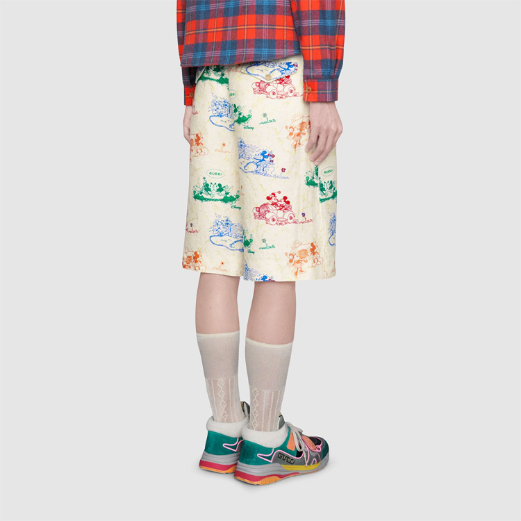 Gucci x Disney Joint Printed Linen Shorts For Men White 604046-ZADJZ-9701