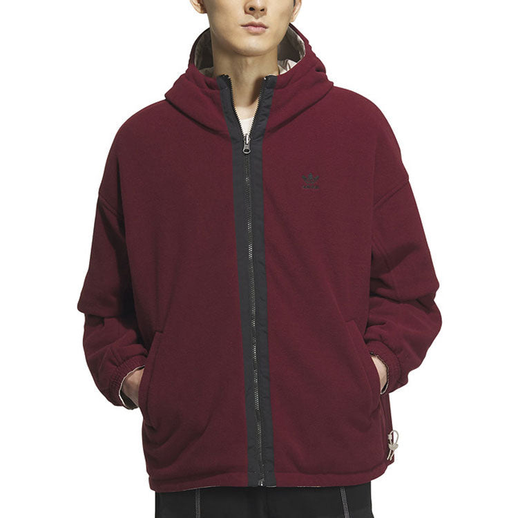 adidas Origianls Reversible Warm Cotton Jacket 'White Burgundy' IU4786