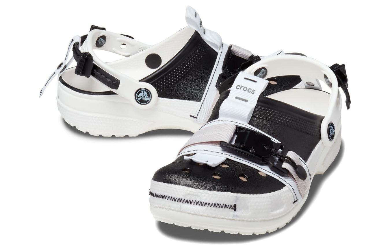 Crocs Classic Zip Tie Buckle Clogs 'Black White' 208127-066