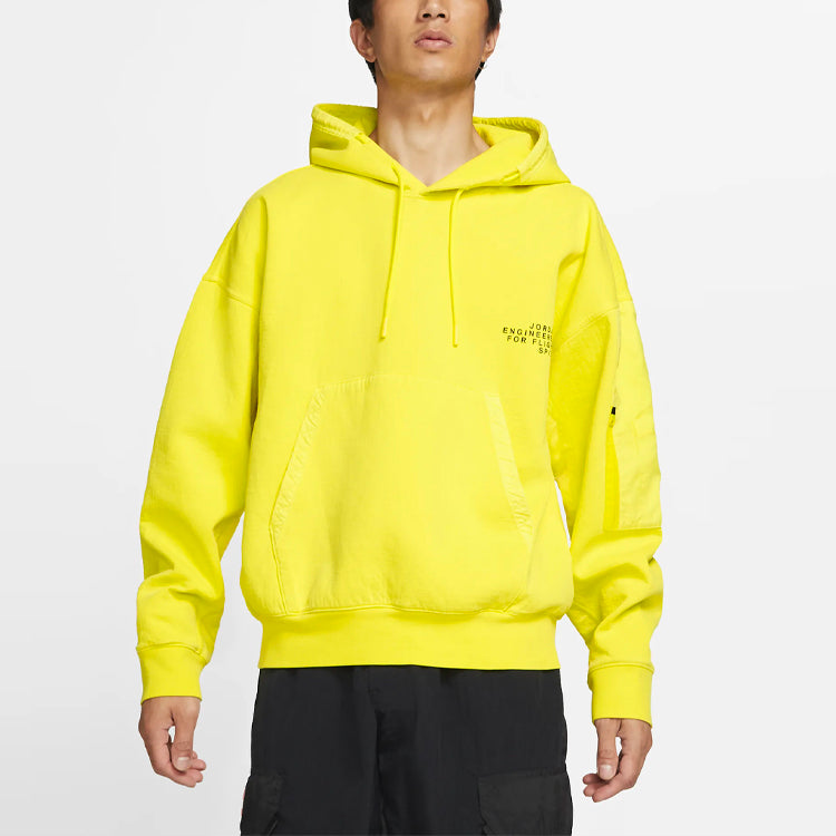 Air Jordan 23 Engineered Casual Sports Hooded Knitted Printed Sweater For Men Yellow CV2768-731