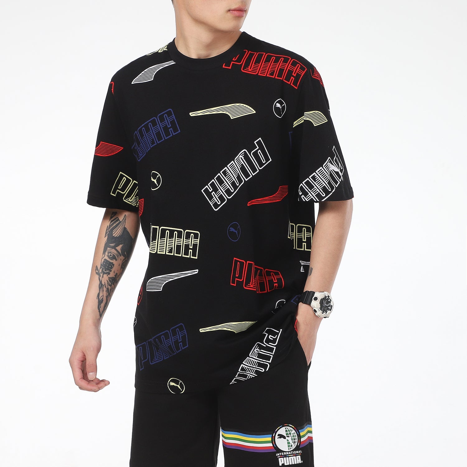 PUMA Solid Regular Fit T-Shirt 'Black' 532706-01