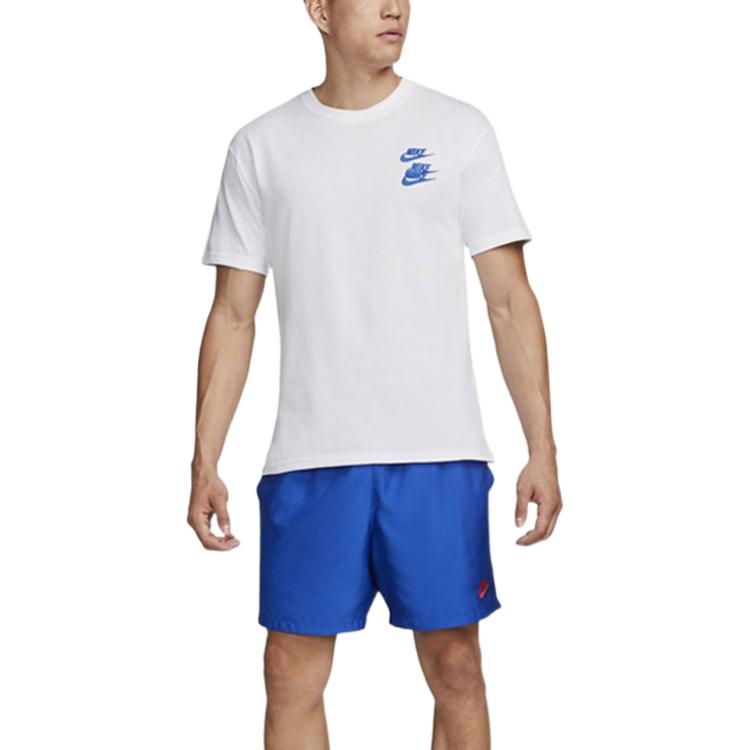 Men's Nike Sportswear Around The World Subject Embroidered Alphabet Logo Ribbed Round Neck Short Sleeve White T-Shirt DR1210-100