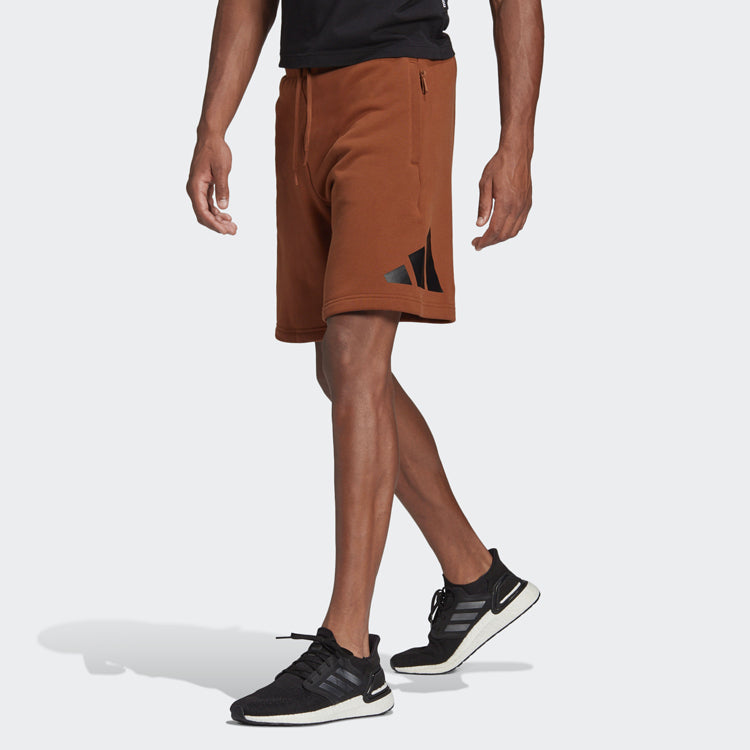 adidas M Fi Short Logo Printing Sports Lacing Loose Shorts Brown GM6469