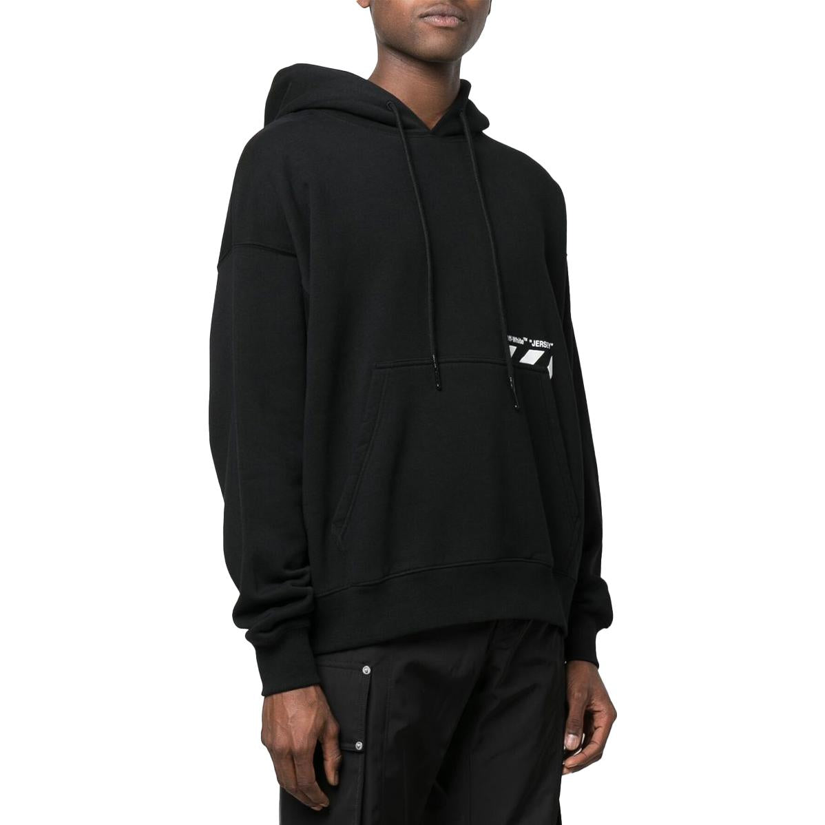 Men's Off-White FW22 Solid Color Logo Printing Drawstring Autumn Black OMBB085C99FLE0051001