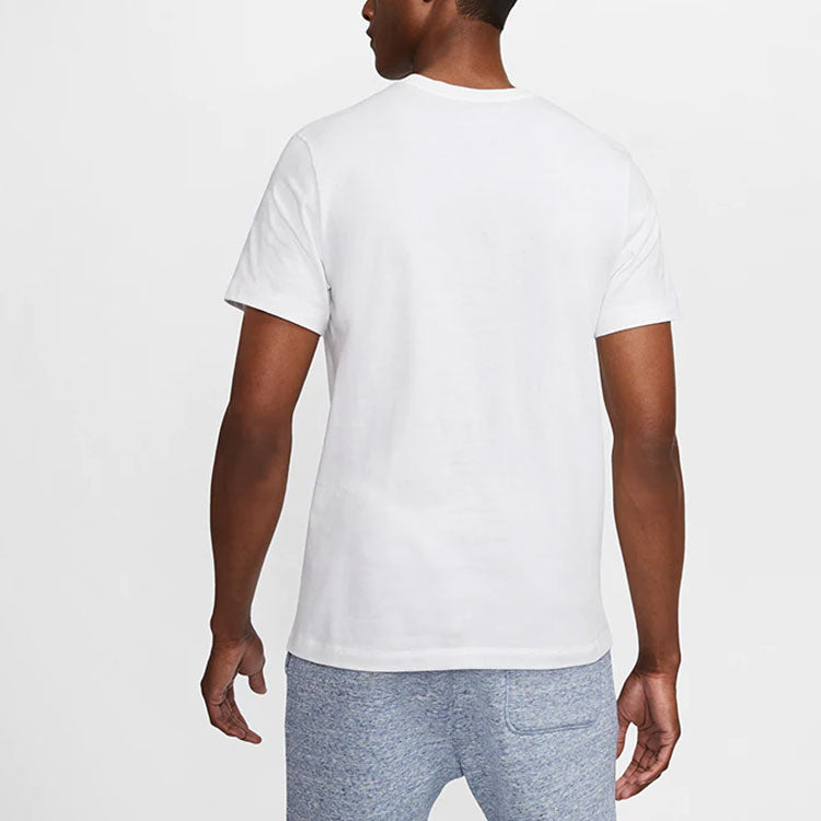 Nike Sportswear Embroidered Logo Micro Mark Solid Color Casual Round Neck Short Sleeve White AR4999-100