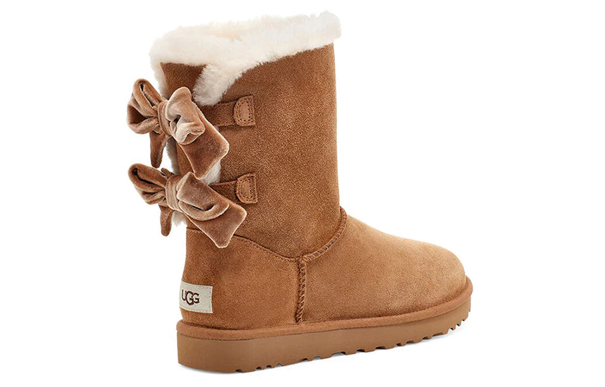 (WMNS) UGG Bailey Bow Velvet Brown 1118854-CHE