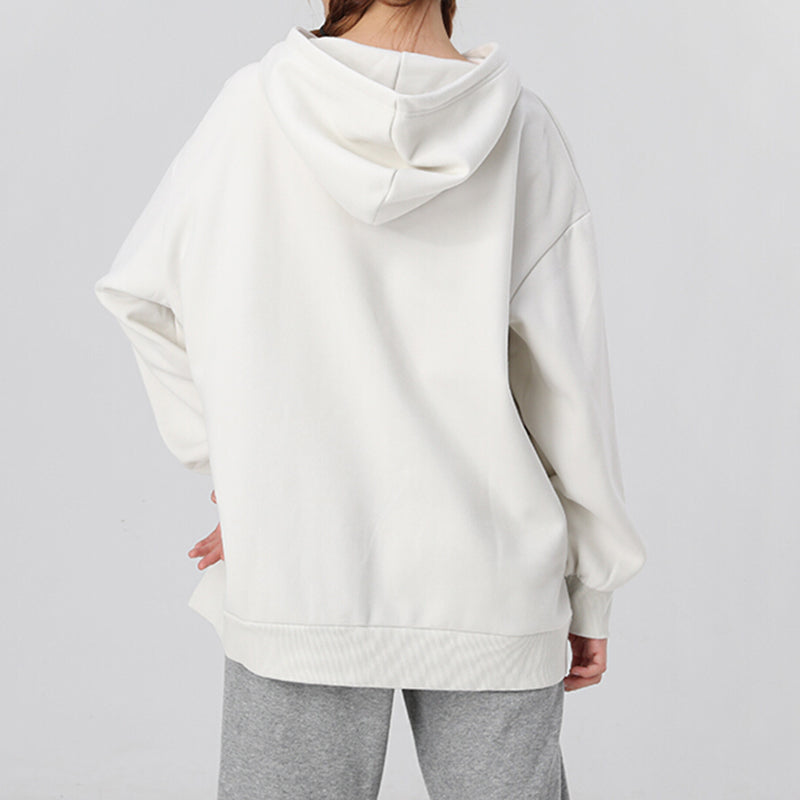 (WMNS) PUMA Classics Oversized logo Printing Plus Fleece Keep Warm Hoodie Grey 530280-05