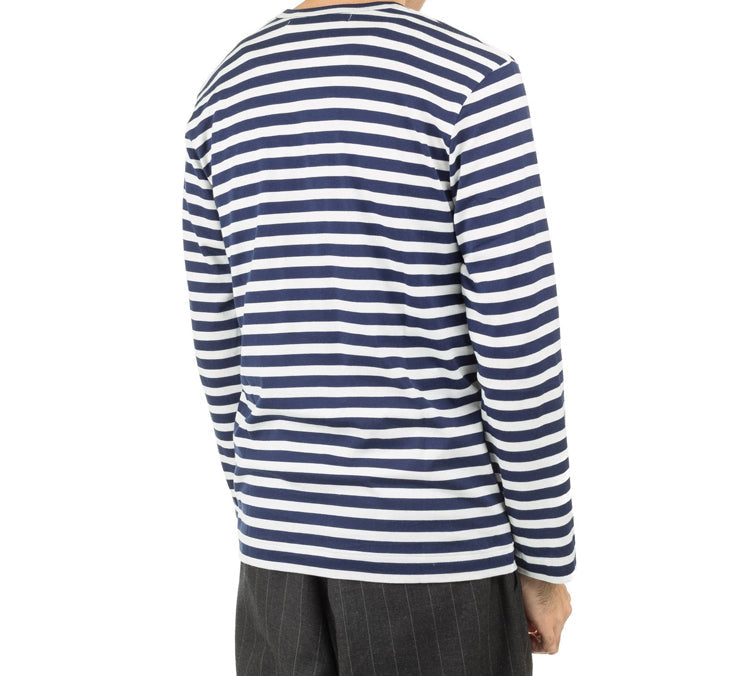 COMME des GARCONS PLAY Stripe Long Sleeves Tee 'Navy Blue White' AZ-T010-051-1