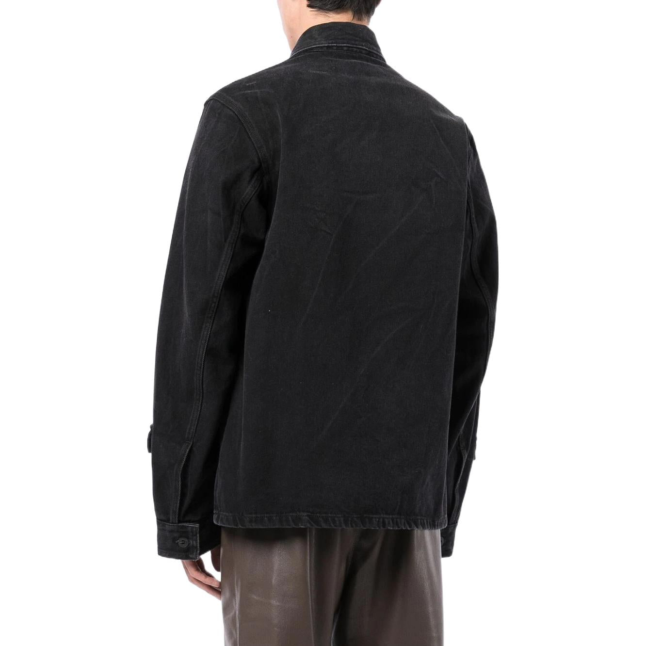 Men's Off-White FW22 Solid Color Casual Long Sleeves Denim Black Shirt OMYE070F21DEN0011209