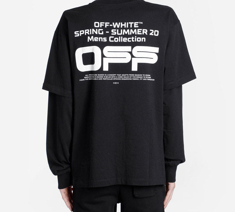 Off-White Long Sleeve Wavy Line Logo Double Sleeve OMAB022R201850041001