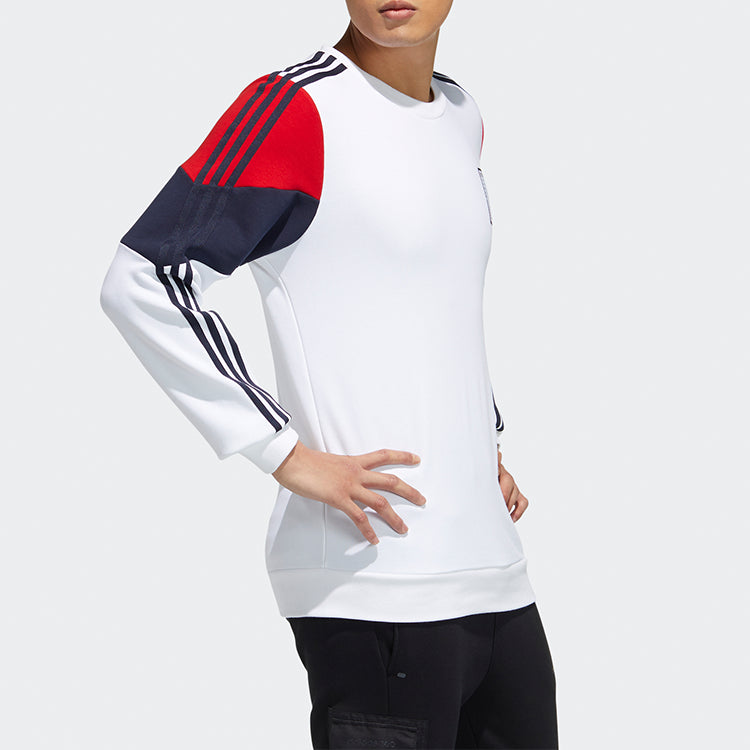 Men's adidas Contrasting Colors Alphabet Printing Round Neck Pullover White GU0843
