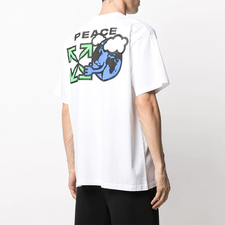 Off-White Peace Worldwide Over Tee 'White/Green' OMAA038R21JER0080155
