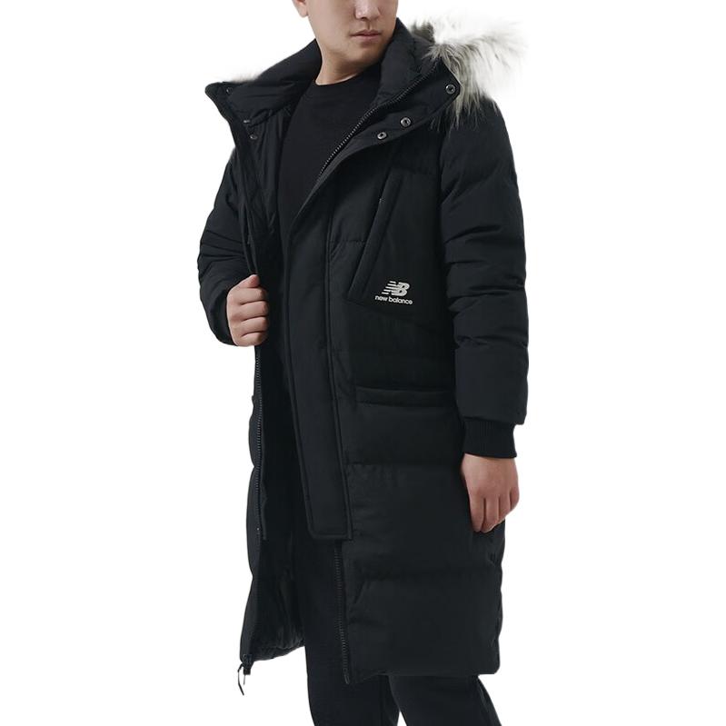 New Balance Casual Trend Long Down Jacket Asia Sizing 'Black White' AMJ24374-BK