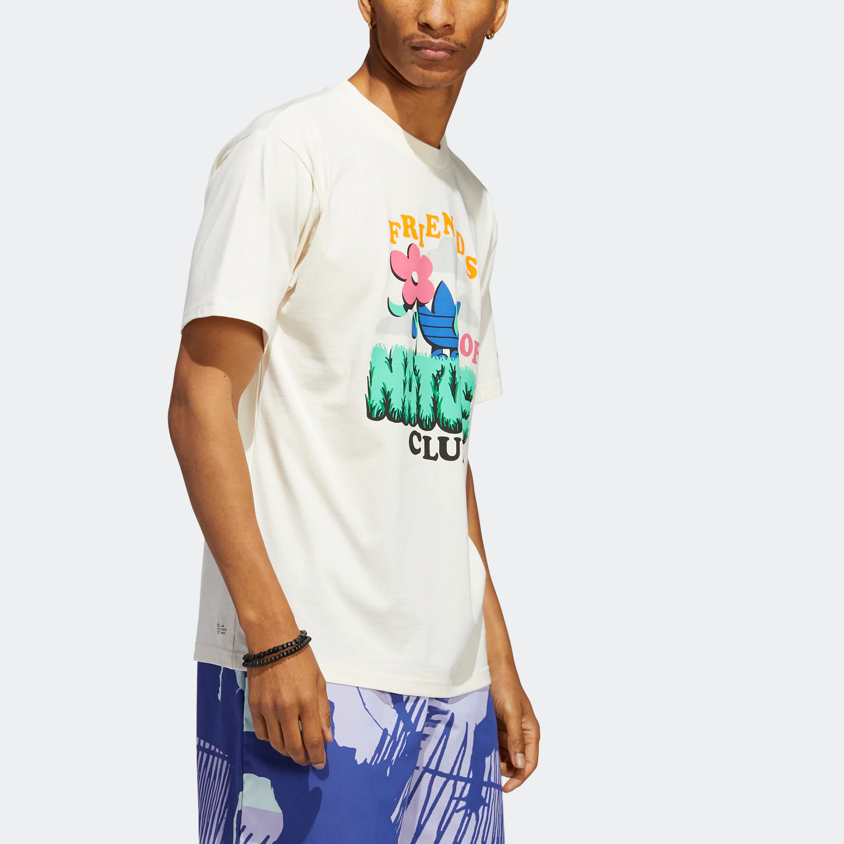 Men's adidas originals Cartoon Florets Alphabet Printing Round Neck Sports Short Sleeve Creamy White T-Shirt HC2141