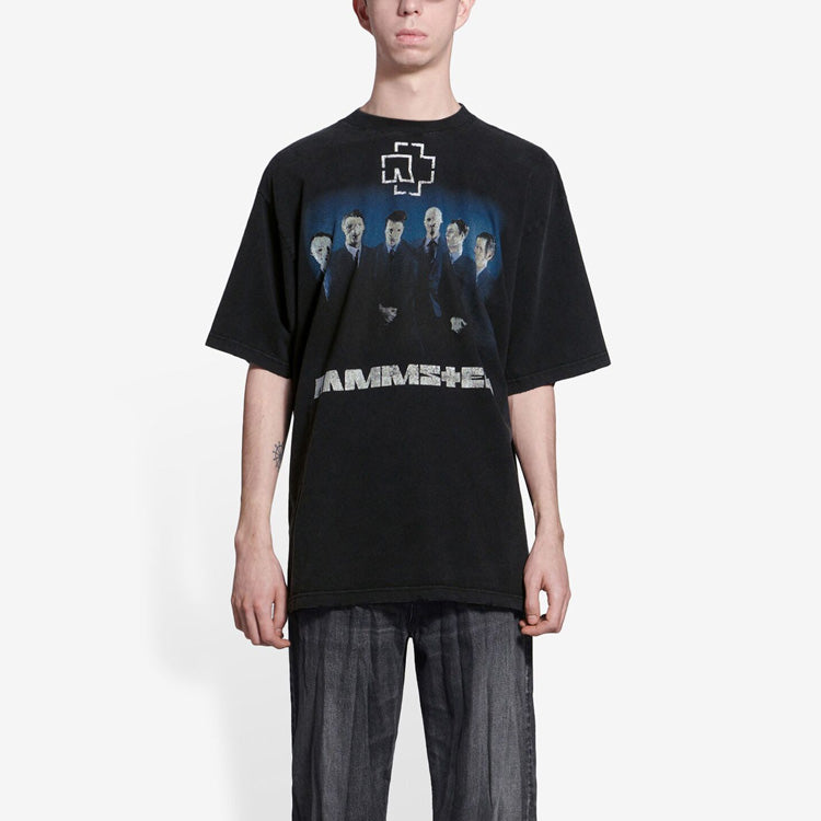 Men's Balenciaga Rammstein Germany Band Crossover Short Sleeve Black 651795TLV511000