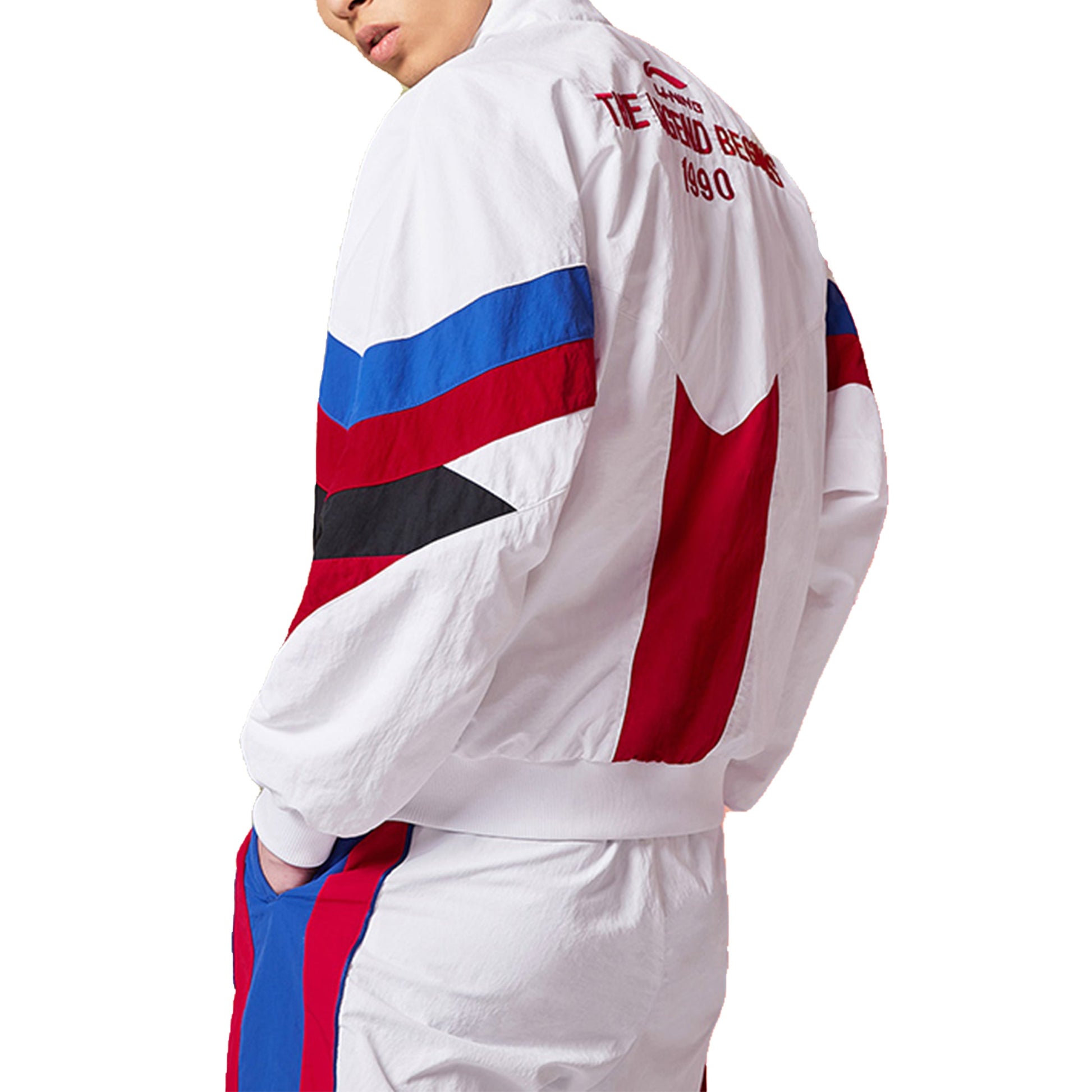 Li-Ning Logo Printing Stand Collar Casual Jacket 'White Red' AJDP015-1