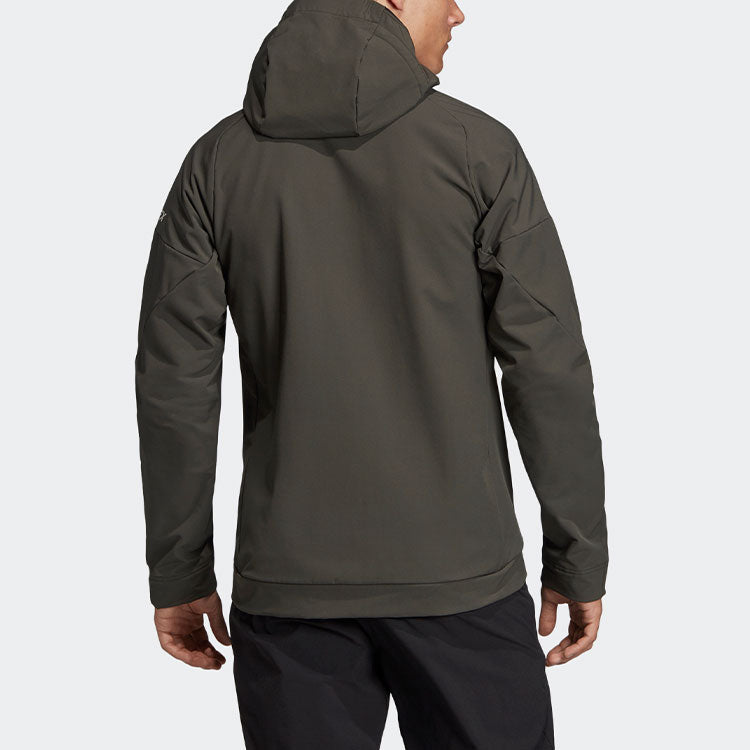 Men's adidas Solid Color Outdoor Jacket Dark Brown DZ2016