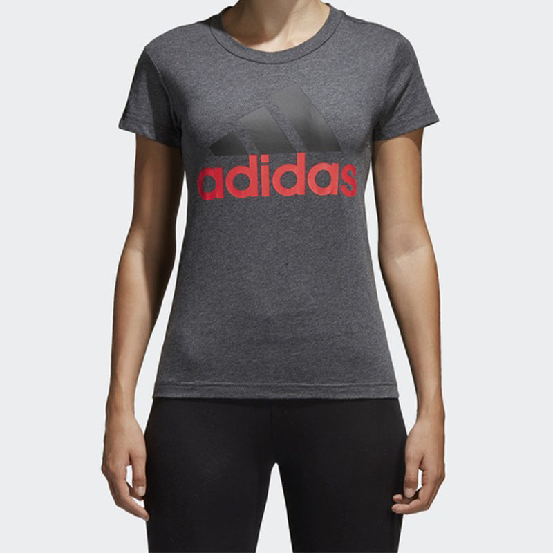 (WMNS) adidas Classic Large logo Printing Short Sleeve Gray CF8819