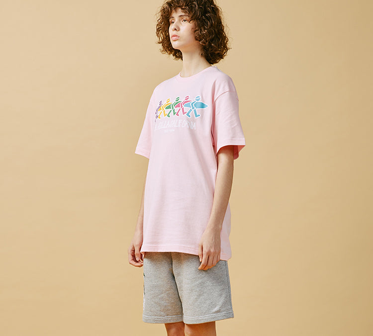 PJs Vigor Rainbow Surf Small Pattern Printing Cotton Short Sleeve Unisex Pink 20SSTS1026-P