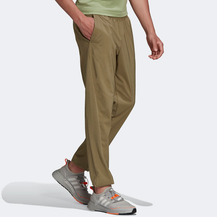 Men's adidas Solid Color Logo Label Side Pocket Bundle Feet Sports Pants/Trousers/Joggers Green H61146