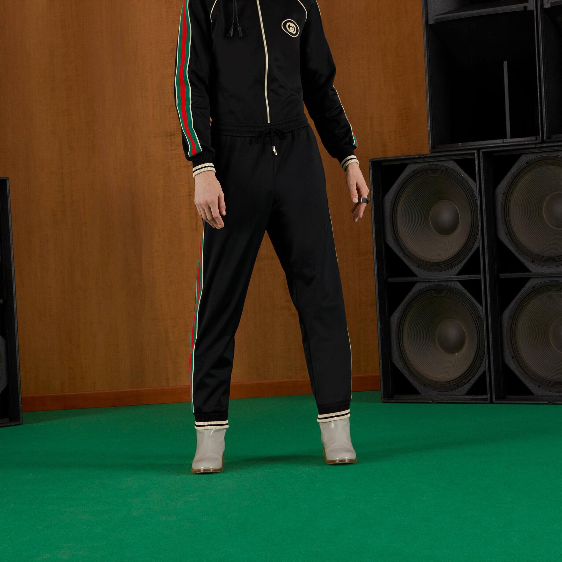 Gucci Tapered Webbing-Trimmed Stretch-Jersey Sweatpants 'Black' 698426-XJEES-1152
