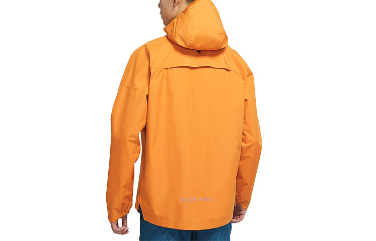 Men's Nike Trail Series Gore-Tex Solid Color Micro Mark Logo Printing Zipper Hooded Jacket Light Curry Yellow DM4660-738