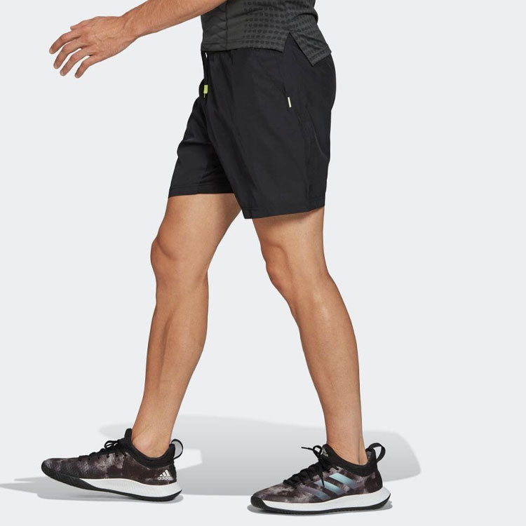 Men's adidas Solid Color Casual Drawstring 2 In 1 Sports Shorts Black HG4203