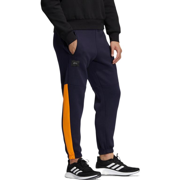 Men's adidas Printing Stripe Drawstring Zipper Side Bundle Feet Sports Pants/Trousers/Joggers Blue HE7463