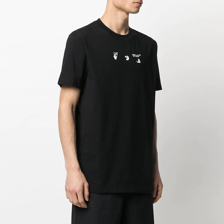 Off-White SS21 Bolt Arrows Printing Short Sleeve Round Neck Pullover Ordinary Version Black OMAA027S21JER0121055