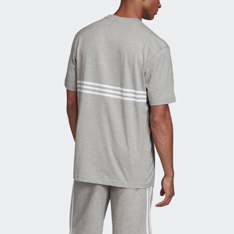 adidas originals Logo Loose Round Neck Short Sleeve Gray ED4699