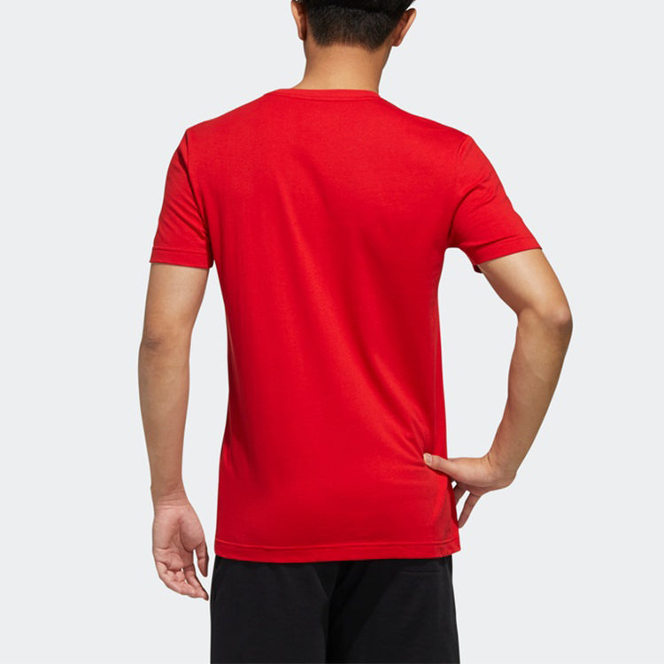 adidas neo M Esntl Lg T 1 Sports Printing Logo Round Neck Short Sleeve Red FP7388