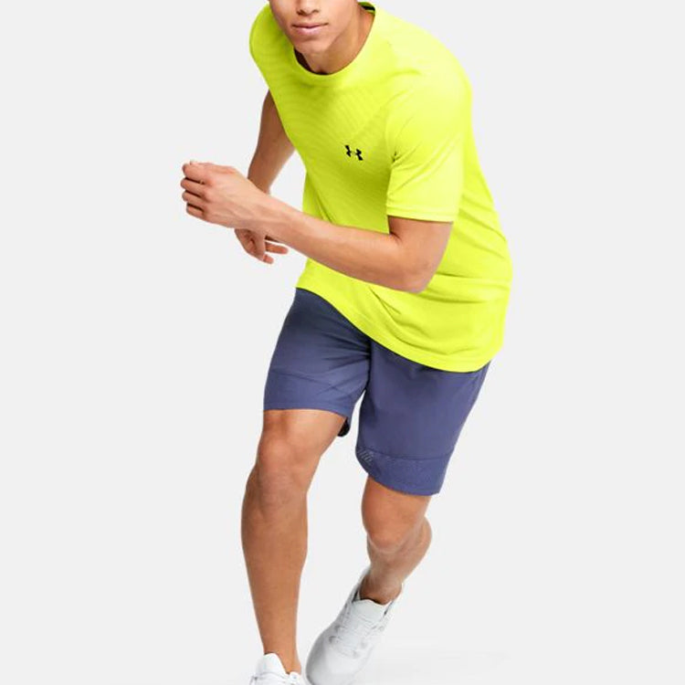 Men's Under Armour Seamless Wave Round Neck Training Sports Short Sleeve Yellow 1351450-786