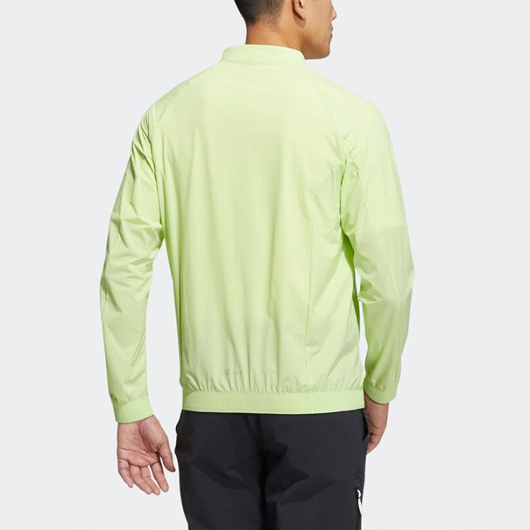 Men's adidas Solid Color Zipper Stand Collar Brand Logo Jacket Japanese Version Green HB3647