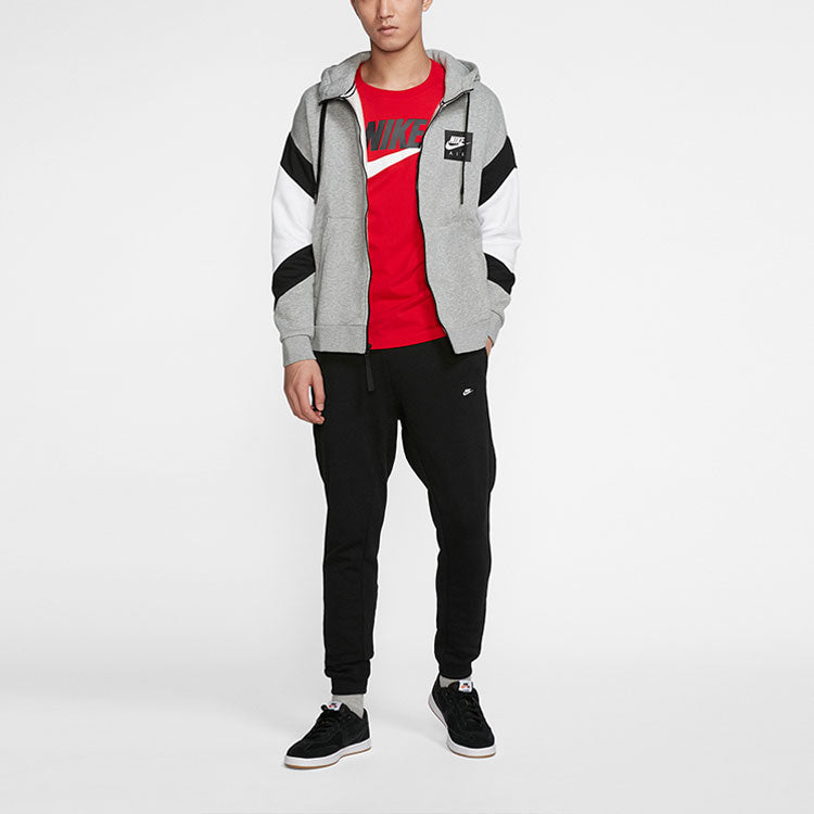Nike Air Hood Fz Flc Logo Printing Contrasting Colors Sports hooded Fleece Lined Jacket Gray CD9223-063